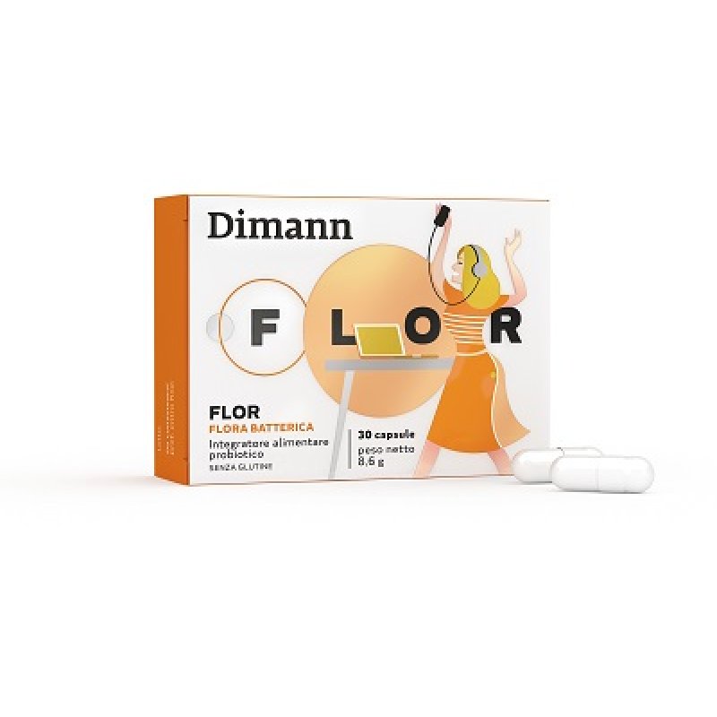 Dimann Flor Integratore Probiotico per Cistite Candida e Vaginiti, 30 Capsule