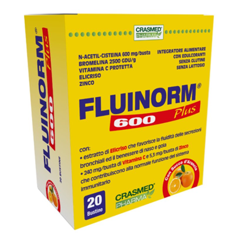Fluinorm 600 Plus Granulato per Soluzione Orale 20 Bustine per Raffreddore e Influenza Fluinorm 600 Plus Granulato per Soluzione Orale 20 Bustine per Raffreddore e Influenza