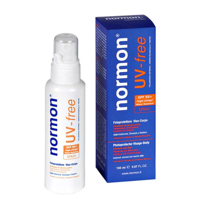 Normon UV Free Spray SPF 50+ 150 ml - fotoprotettore viso corpo per pelli sensibili Normon UV Free Spray SPF 50+ 150 ml - fotoprotettore viso corpo per pelli sensibili