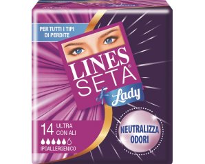 Lines Seta Ultra Lady 14 pezzi 3491 – assorbenti igienici sottili con ali per il ciclo