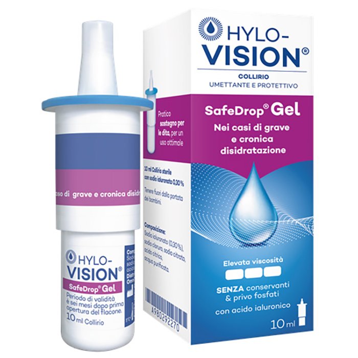 Hylovision Safe Drop Gel 0,3% Lubrificante Oculare Idratante per Occhi Secchi e Sensibili