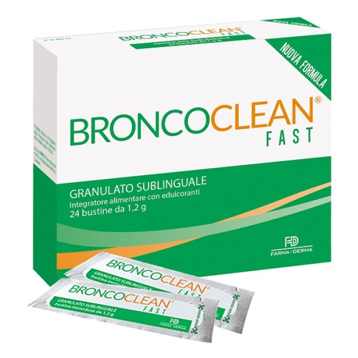 Broncoclean Fast integratore per tosse e catarro 24 bustine da 1,2 grammi per la funzionalità delle vie respiratorie Broncoclean Fast integratore per tosse e catarro 24 bustine da 1,2 grammi per la funzionalità delle vie respiratorie