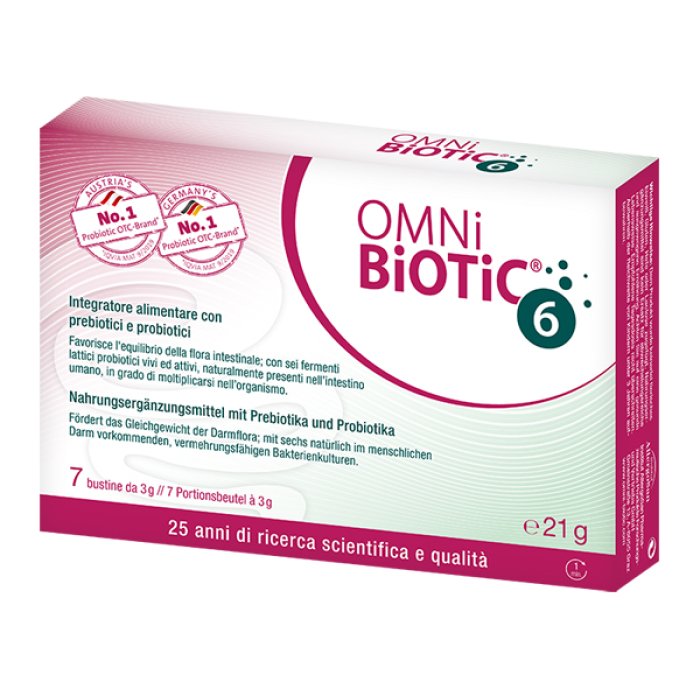 Omni Biotic 6 Integratore Probiotico in Polvere 7 Bustine per Benessere Intestinale e Difese Immunitarie