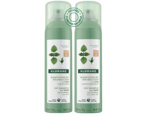 Klorane shampoo secco all’ortica seboregolatore capelli grassi castani e bruni bipack  2 x 150 ml