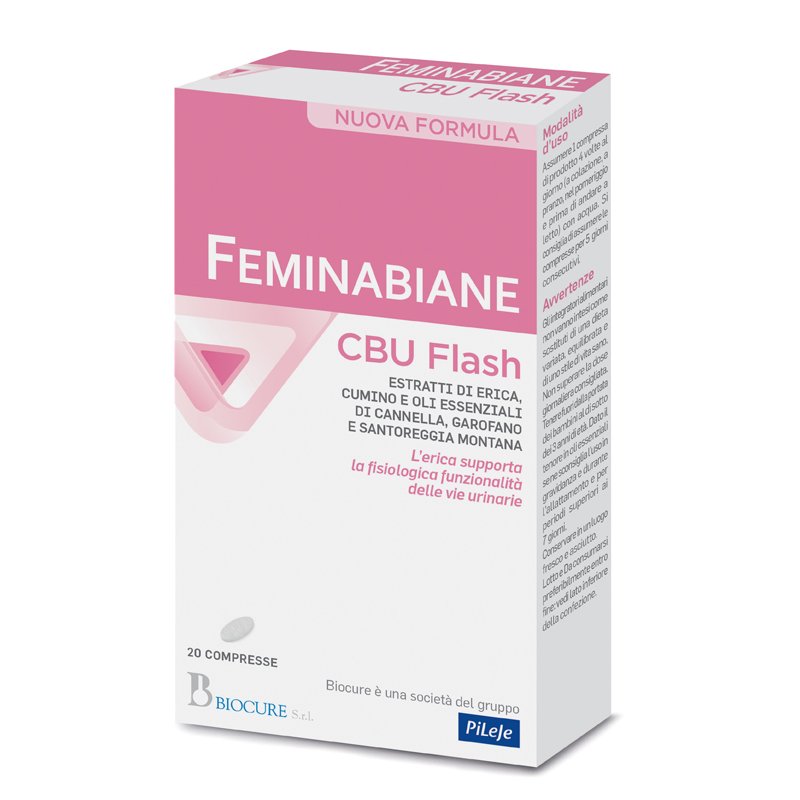 Feminabiane CBU Flash Integratore Alimentare Donna per il Benessere delle Vie Urinarie 20 Compresse