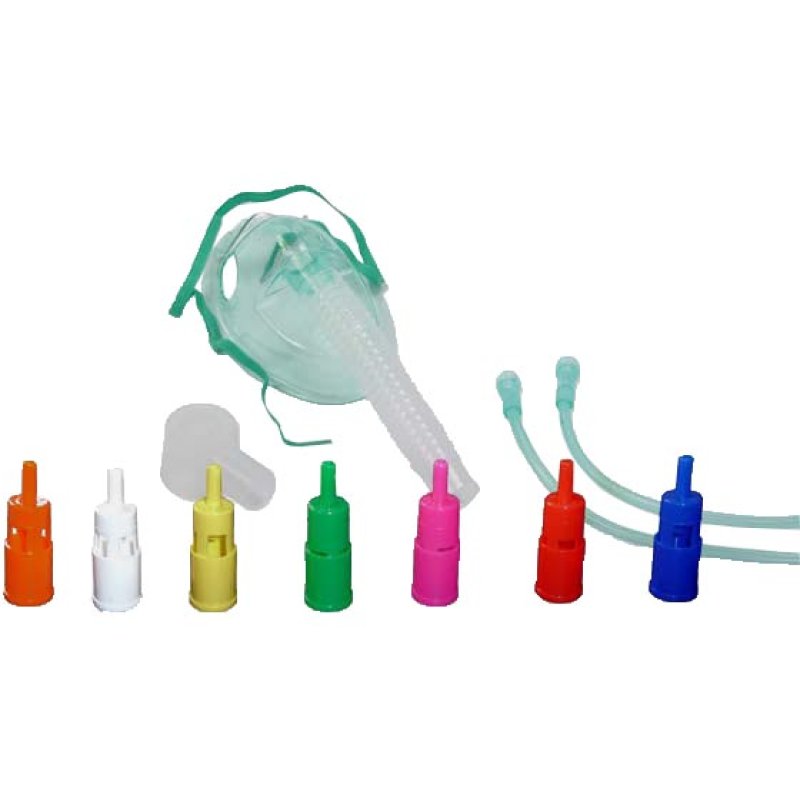 Maschera Venturi adulto + 7 raccordi 1 pezzo - maschera per ossigenoterapia