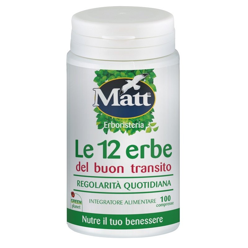 Matt Le 12 Erbe Integratore Naturale per il Transito Intestinale 100 Compresse Matt Le 12 Erbe Integratore Naturale per il Transito Intestinale 100 Compresse