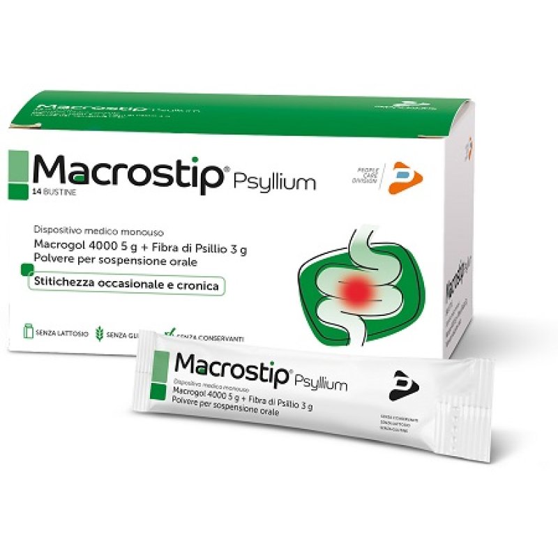 Macrostip Psyllium dispositivo medico contro la stitichezza 14 bustine Macrostip Psyllium dispositivo medico contro la stitichezza 14 bustine