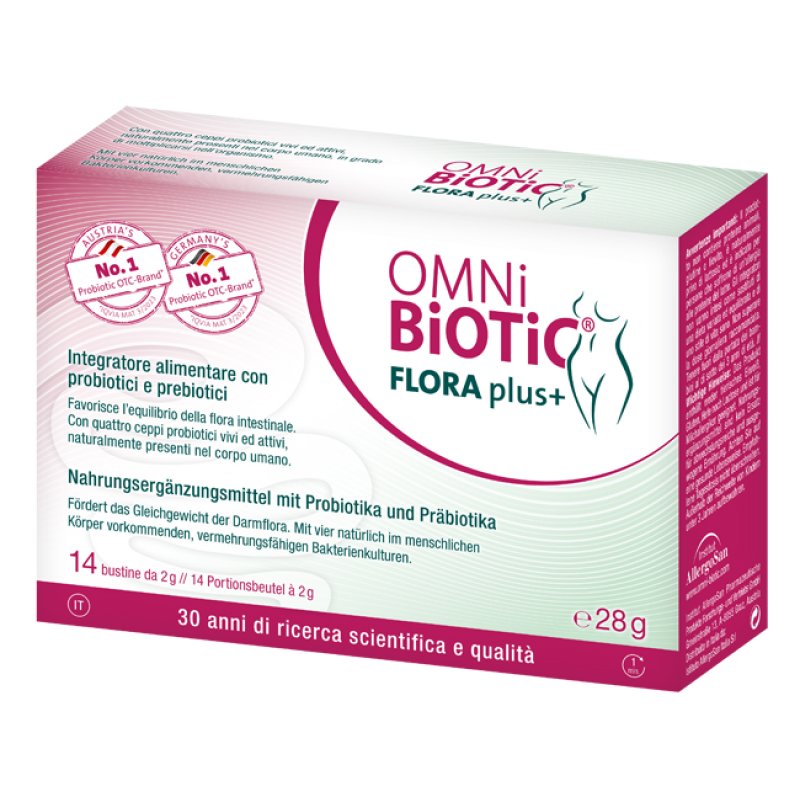 Institut Allergosan Omni Biotic Flora Plus+ Integratore di Probiotici e Prebiotici 14 Bustine