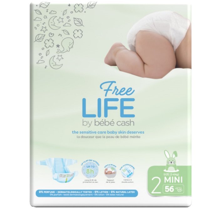 BebeCash FreeLife - Pannolino per Bambini Taglia 2 Mini 56 pannolini