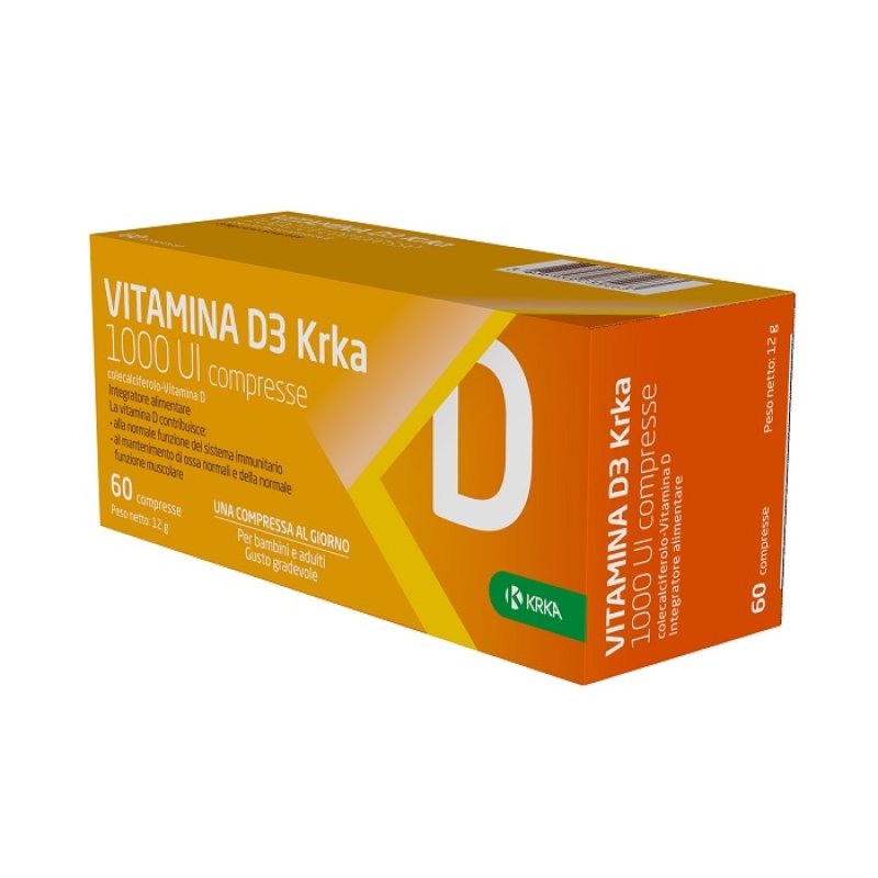 Vitamina D3 100 Unit&agrave; Internazionali Integratore 60 Compresse Krka per Ossa Forti e Sistema Immunitario