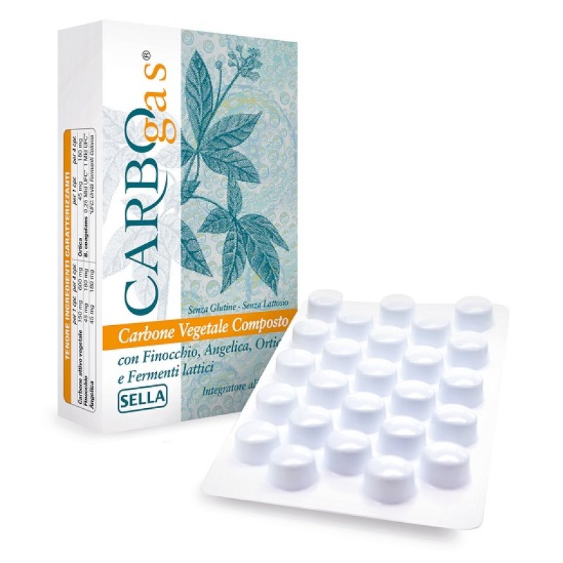 Carbogas Sella 50 Compresse 25 g Carbone Attivo per Gonfiore Addominale e Gas Intestinali