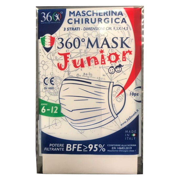 360Mask10 Mascherina Chirurgica 3 Veli Bambini 6-12 Anni Monouso Rosa 10 Pezzi 360Mask10 Mascherina Chirurgica 3 Veli Bambini 6-12 Anni Monouso Rosa 10 Pezzi