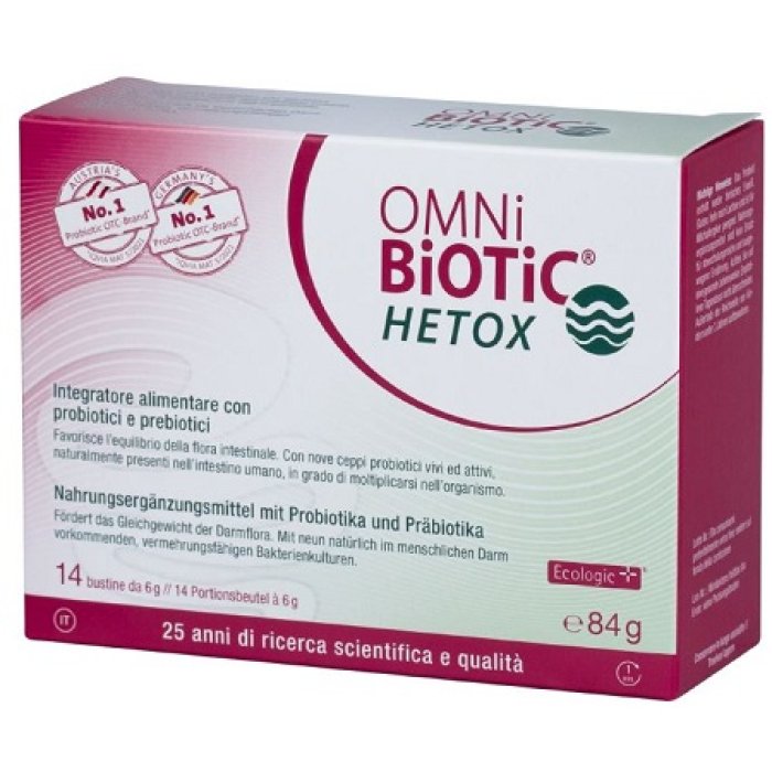 Omni Biotic Hetox 14 Bustine Probiotico per Fegato Detossinazione e Benessere Intestinale