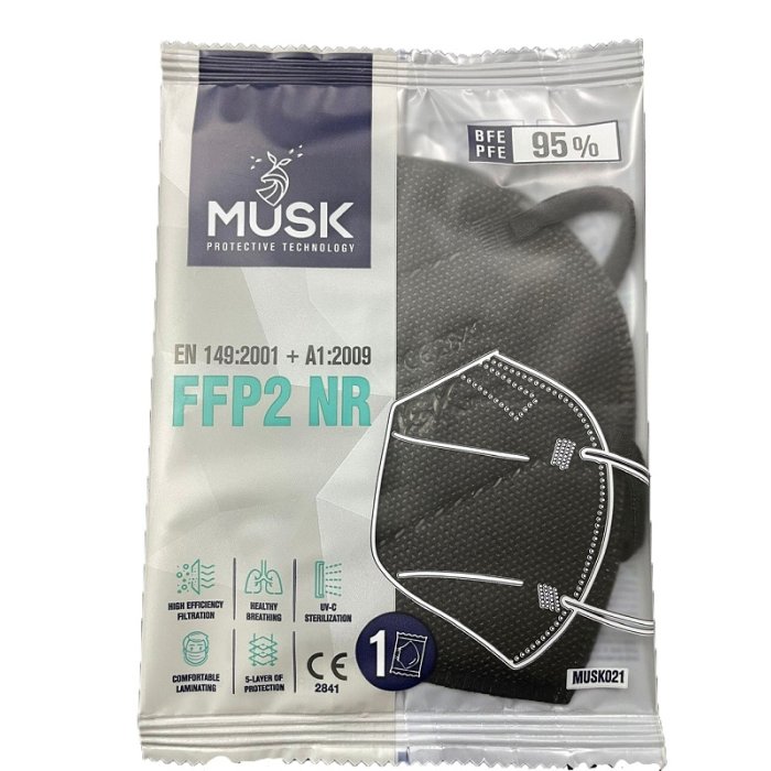 Musk Mascherina Ffp2 Musk021 Black 1 Pezzo