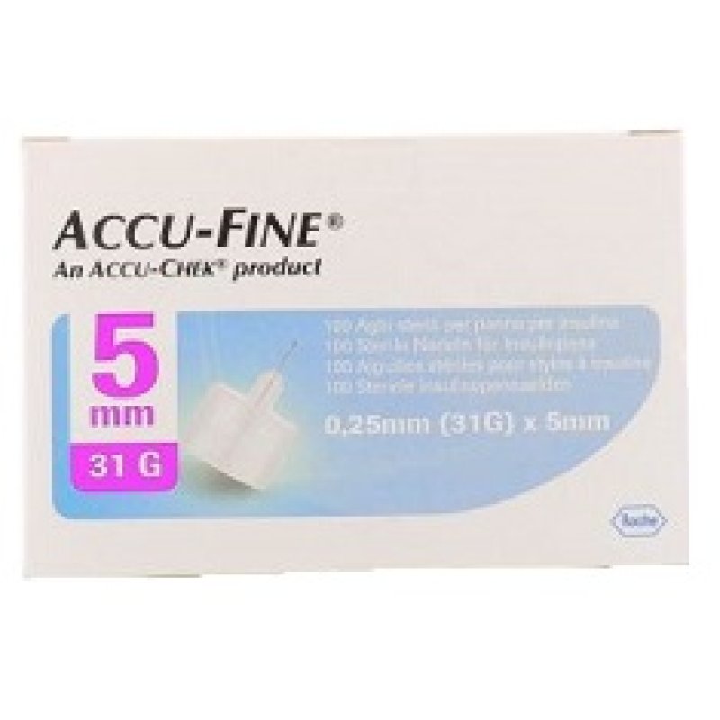 Roche Accu Chek Accu Fine Ago Per Penna Da Insulina 5 mm 31 G 100 Pezzi Roche Accu Chek Accu Fine Ago Per Penna Da Insulina 5 mm 31 G 100 Pezzi