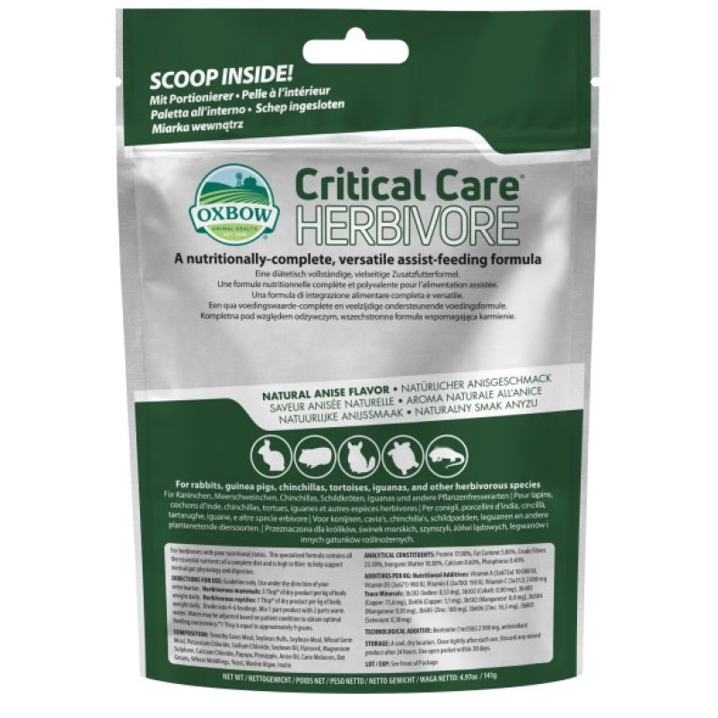 Oxbow Critical Care Herbivore alimento completo di supporto per conigli e piccoli erbivori 141 grammi