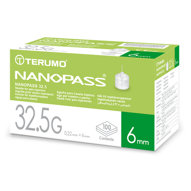 Ago Per Penna Da Insulina Nanopass 32,5 Gauge Lunghezza 6 Mm 100 Pezzi