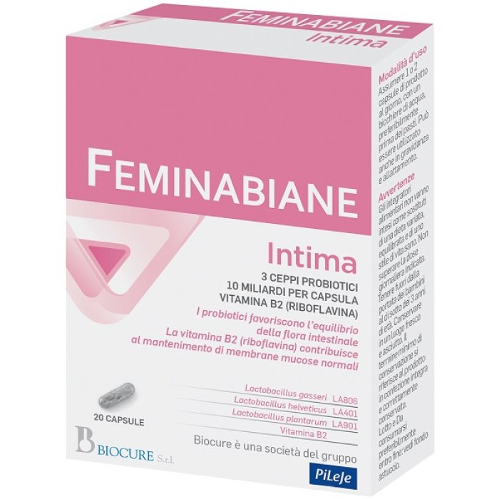 Feminabiane Intima 20 Capsule Integratore Probiotico per la Flora Intima Vaginale e il Benessere della Donna