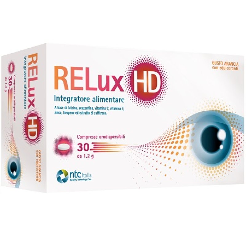 Relux HD 30 compresse - integratore con luteina zeaxantina vitamine C ed E zinco licopene e zafferano per salute degli occhi Relux HD 30 compresse - integratore con luteina zeaxantina vitamine C ed E zinco licopene e zafferano per salute degli occhi
