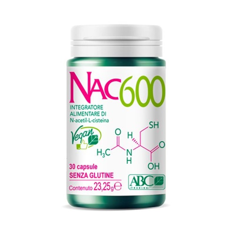 Nac 600 integratore n acetil l cisteina 600 mg 30 capsule vegane senza glutine Nac 600 integratore n acetil l cisteina 600 mg 30 capsule vegane senza glutine