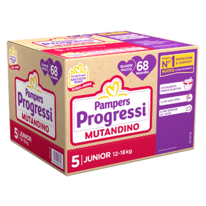Pampers Progressi Mutandino Junior 68 pezzi - pannolini a mutandina ad alta assorbenza