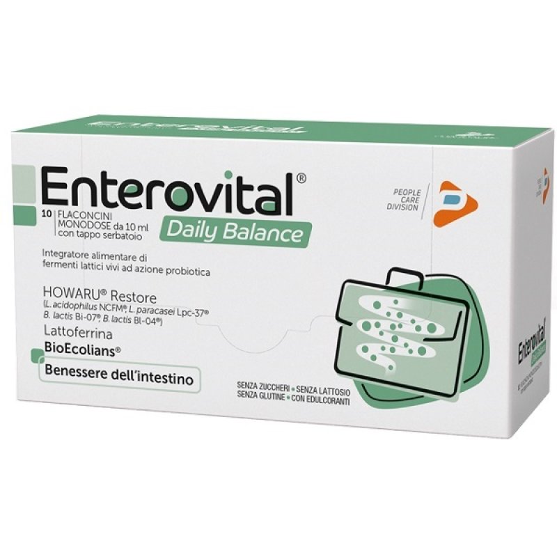 Enterovital Daily Balance Integratore per Equilibrio Intestinale e Flora Batterica 10 Flaconcini Orali Enterovital Daily Balance Integratore per Equilibrio Intestinale e Flora Batterica 10 Flaconcini Orali