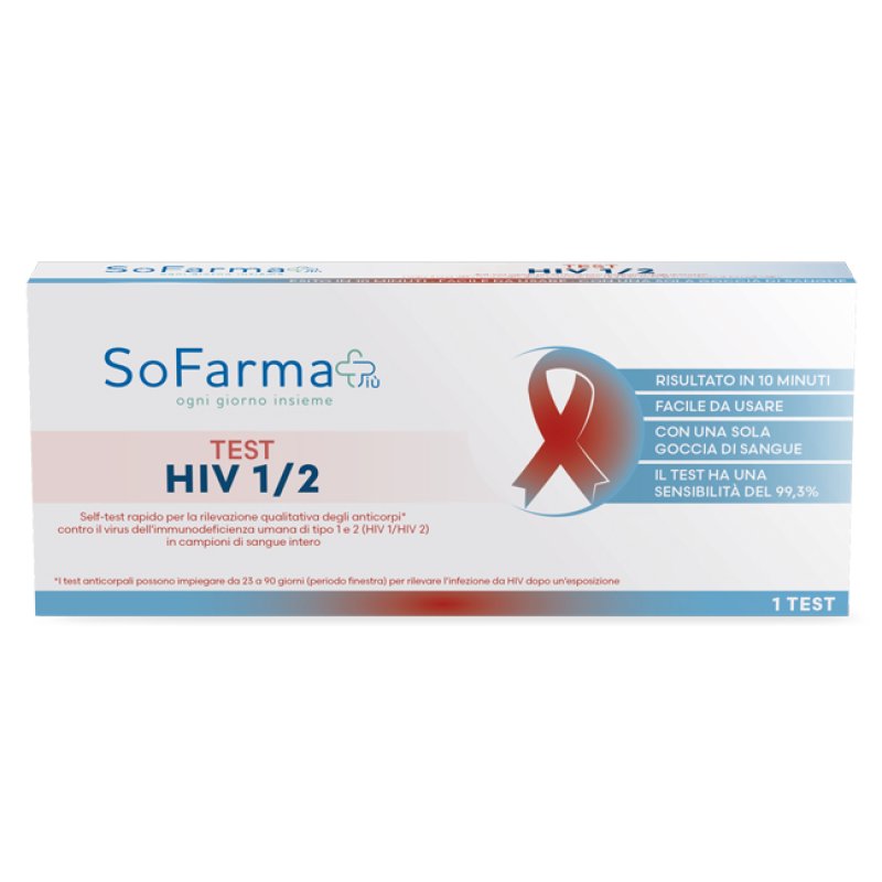 Sofarmapiù Test HIV 1 e/o HIV 2 Autodiagnostico per virus HIV Sofarmapiù Test HIV 1 e/o HIV 2 Autodiagnostico per virus HIV