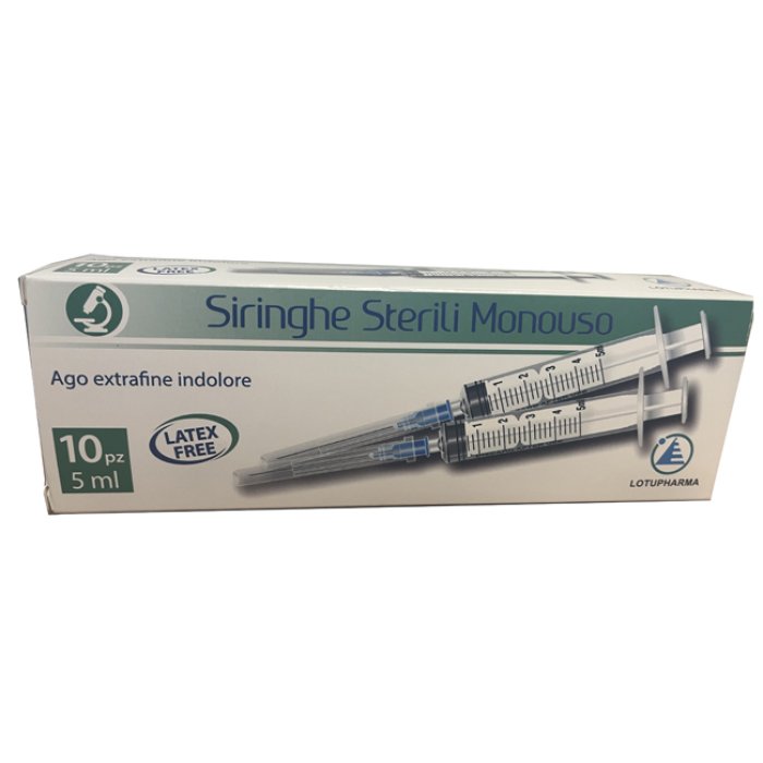 Siringhe Sterili Monouso 5 ml con ago extrafine indolore - Confezione da 10 Siringhe Sterili Monouso 5 ml con ago extrafine indolore - Confezione da 10