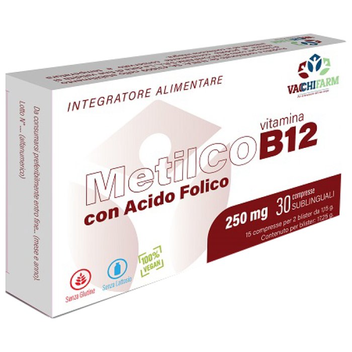 Metilcob12 Integratore di Metilcobalamina Vitamina B12 30 Compresse ad Alta Assorbibilit&agrave; per Energia Stanchezza e Sistema Nervoso