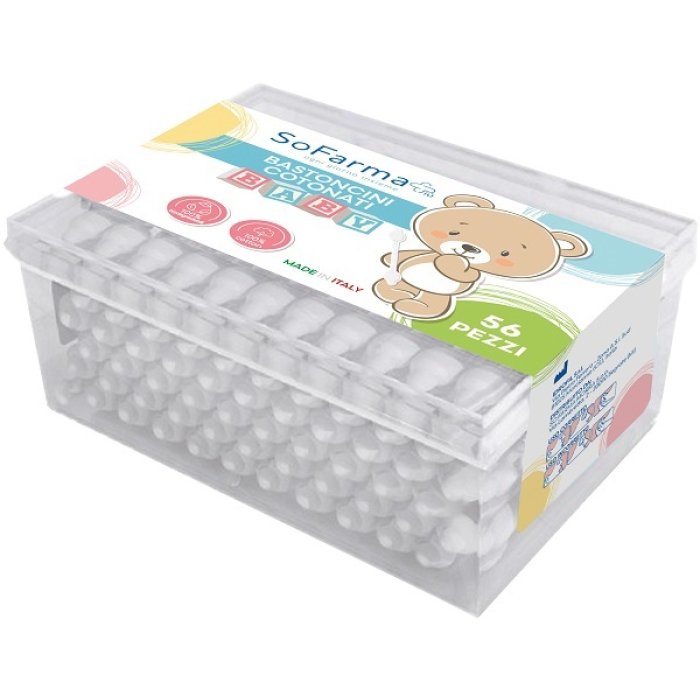 Bastoncini Cotonati Baby in Cotone Puro 56 Pezzi &ndash; Bastoncini Ovetto Delicati per Neonati e Bambini
