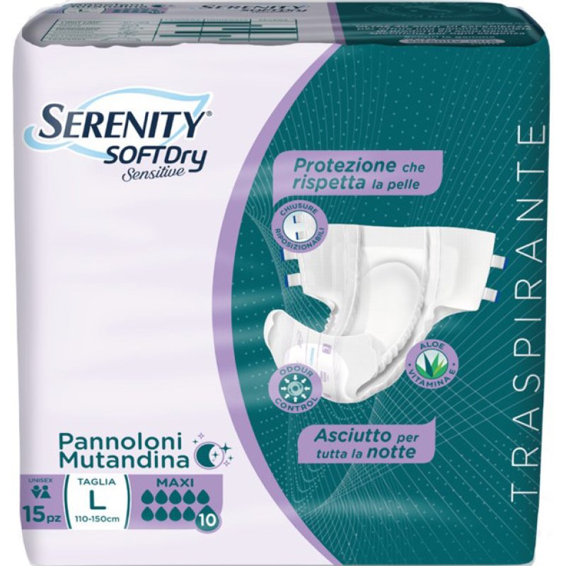 Serenity Pannolini Mutandina Super Dry Maxi Taglia L per Incontinenza Adulti 15 Pezzi Serenity Pannolini Mutandina Super Dry Maxi Taglia L per Incontinenza Adulti 15 Pezzi