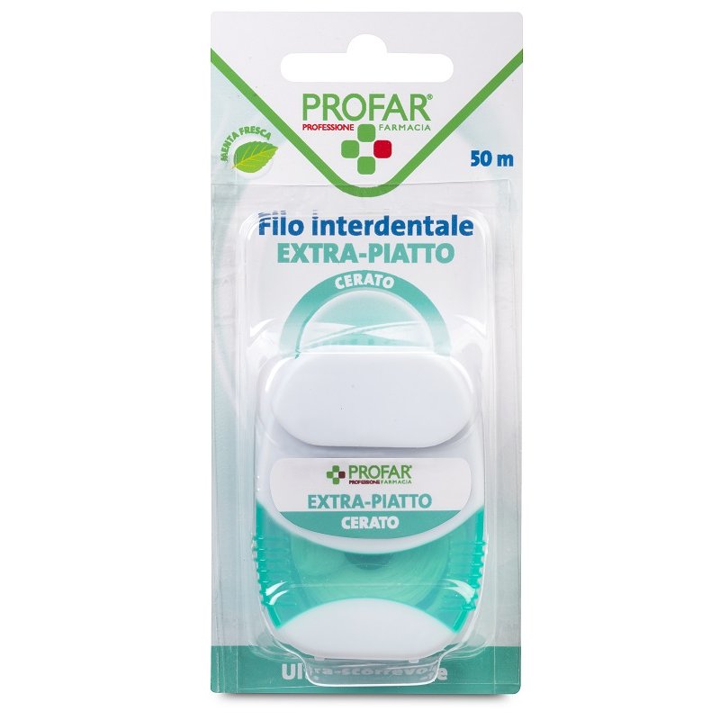 Profar Filo Interdentale Extra-Piatto Cerato 50 m Menta Fresca 1 Pezzo
