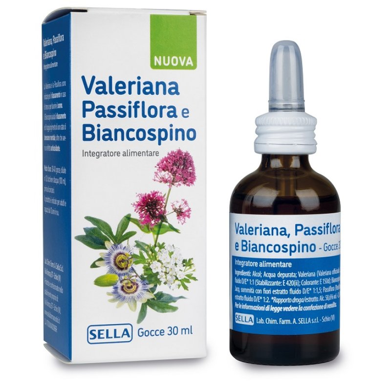 Sella Valeriana Passiflora e Biancospino Integratore Alimentare in Gocce 30 ml Sella Valeriana Passiflora e Biancospino Integratore Alimentare in Gocce 30 ml
