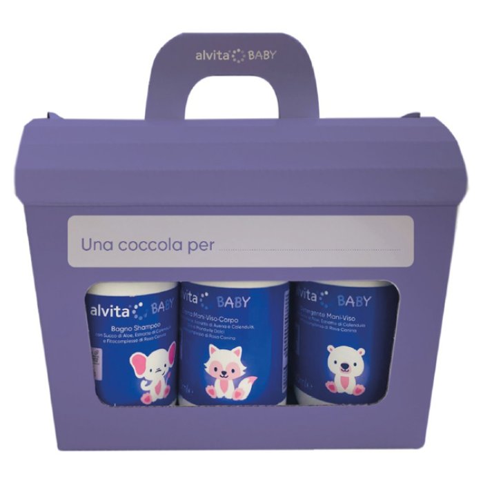Alvita Cofanetto Baby Bagno Shampoo + Crema + Detergente + Pasta + Salviette Alvita Cofanetto Baby Bagno Shampoo + Crema + Detergente + Pasta + Salviette