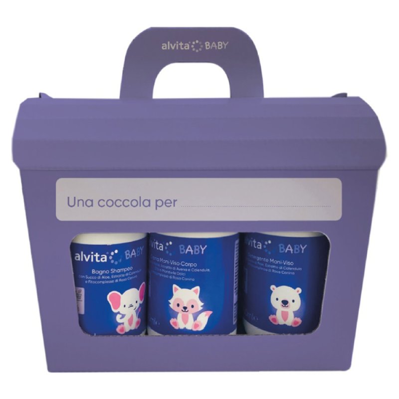 Alvita Cofanetto Baby Bagno Shampoo + Crema + Detergente + Pasta + Salviette Alvita Cofanetto Baby Bagno Shampoo + Crema + Detergente + Pasta + Salviette