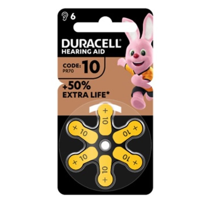 Duracell Easy Tab 10 Giallo Batteria Per Apparecchio Acustico 6 Pezzi Duracell Easy Tab 10 Giallo Batteria Per Apparecchio Acustico 6 Pezzi