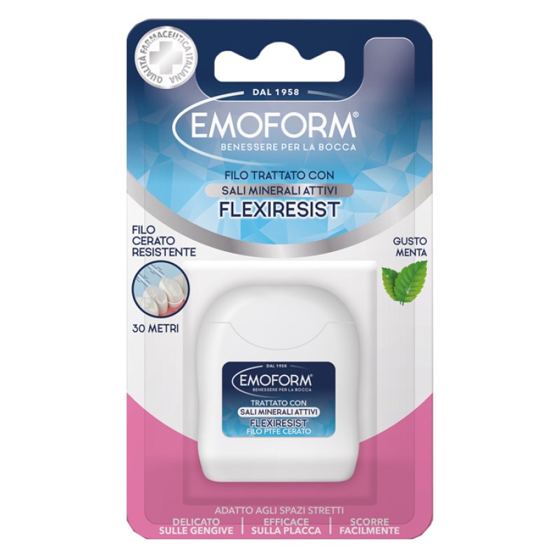 Emoform Flexiresist Filo Interdentale Cerato Resistente 30 Metri Menta, 1 Pezzo