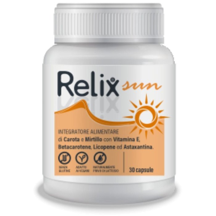 Relix Sun 30 Capsule Integratore Solare per Abbronzatura Intensa e Protezione della Pelle con Antiossidanti Naturali Relix Sun 30 Capsule Integratore Solare per Abbronzatura Intensa e Protezione della Pelle con Antiossidanti Naturali