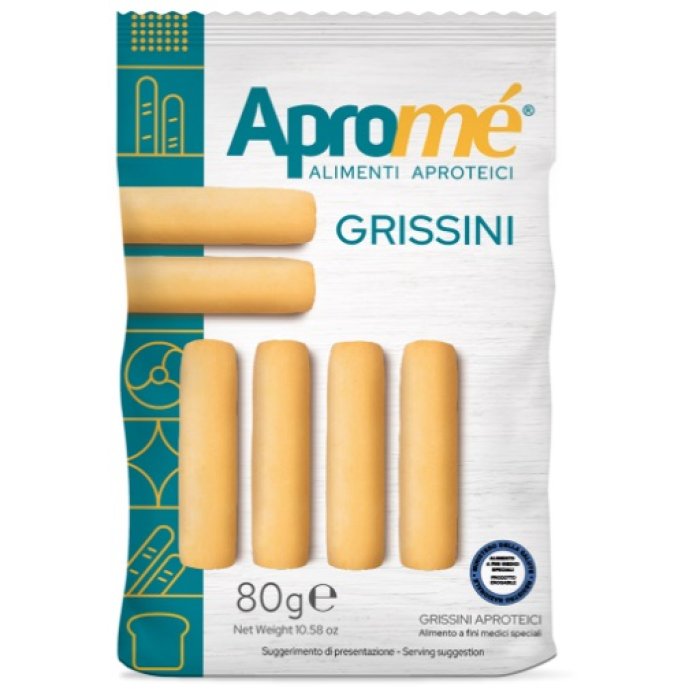 Apromé Grissini 80g - Grissini Aproteici per Insufficienza Renale, Fenilchetonuria e Parkinson Apromé Grissini 80g - Grissini Aproteici per Insufficienza Renale, Fenilchetonuria e Parkinson