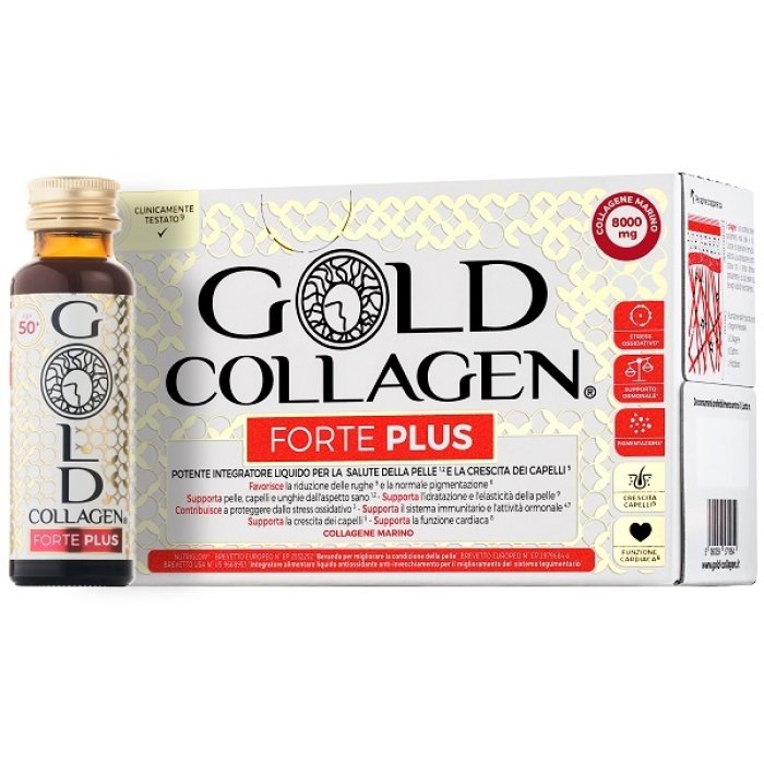 Gold Collagen Forte Plus integratore liquido per pelle unghie e capelli 10 flaconcini da 50ml Gold Collagen Forte Plus integratore liquido per pelle unghie e capelli 10 flaconcini da 50ml