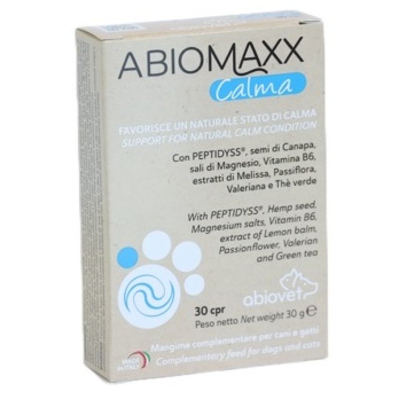 Abiomaxx Calma 30 Compresse Integratore Naturale per Rilassamento, Benessere Mentale e Riduzione dello Stress Abiomaxx Calma 30 Compresse Integratore Naturale per Rilassamento, Benessere Mentale e Riduzione dello Stress