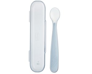 Chicco cucchiaio silicone con case grigio 6 mesi+