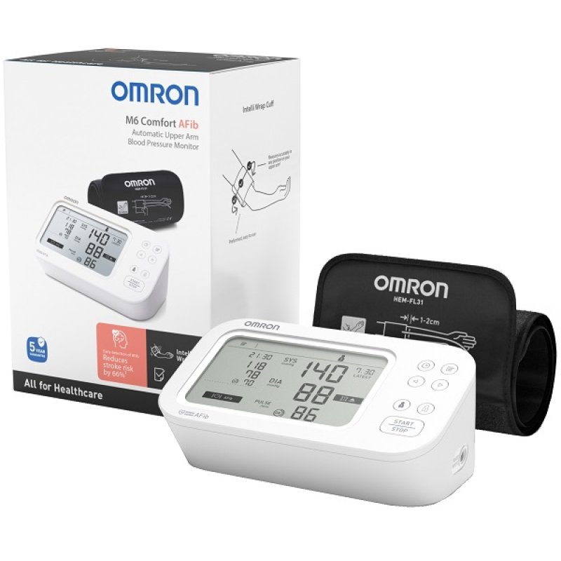 Omron M6 Misuratore di Pressione da Braccio Digitale Automatico con Bracciale Comfort Intelli Wrap