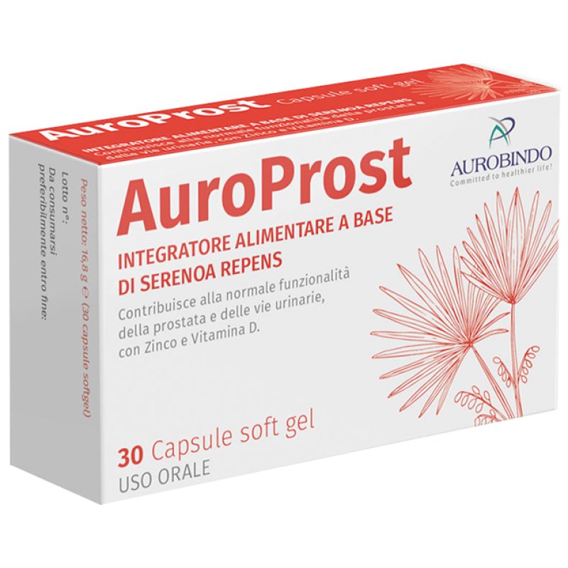 Aurobindo Pharma AuroProst Integratore Prostata e Vie Urinarie 30 Capsule Soft Aurobindo Pharma AuroProst Integratore Prostata e Vie Urinarie 30 Capsule Soft