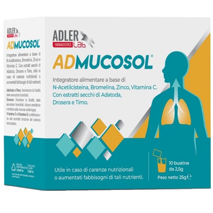 Admucosol 10 Bustine Granulato Orale per Benessere delle Vie Respiratorie e Fluidità del Muco Admucosol 10 Bustine Granulato Orale per Benessere delle Vie Respiratorie e Fluidità del Muco