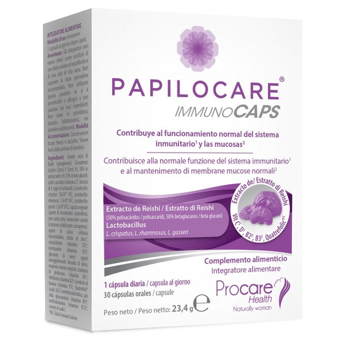 Papilocare Immunocaps - Integratore Alimentare per il Sistema Immunitario 30 capsule Papilocare Immunocaps - Integratore Alimentare per il Sistema Immunitario 30 capsule