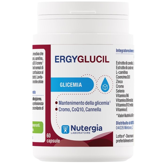 Ergyglucil 60 capsule - Integratore alimentare con cannella, cardo mariano, L-carnitina e coenzima Q10 Ergyglucil 60 capsule - Integratore alimentare con cannella, cardo mariano, L-carnitina e coenzima Q10