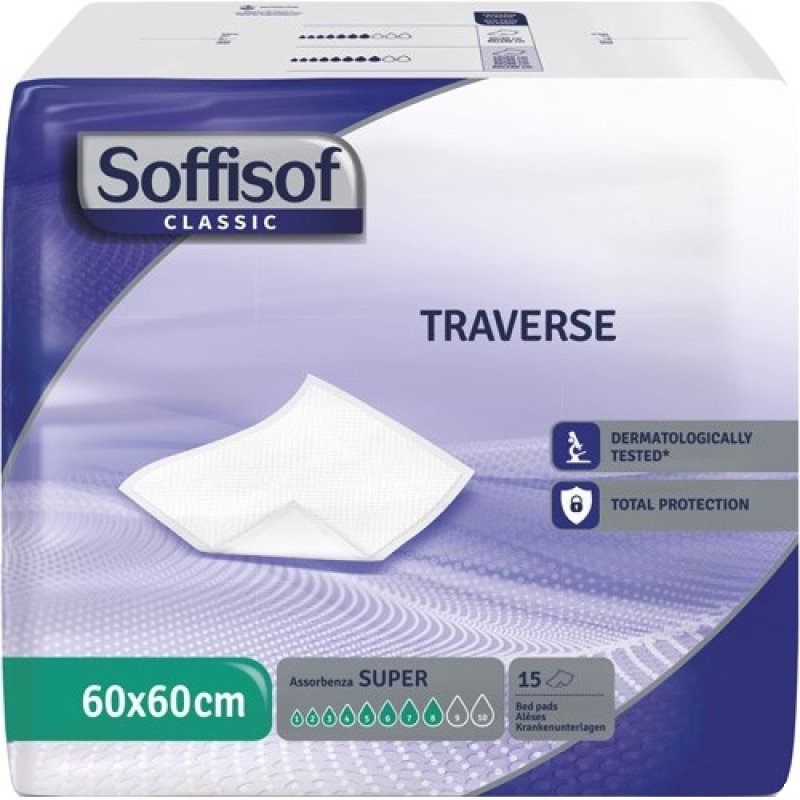 Soffisof Traverse Letto 60x60 cm 15 Pezzi Assorbenti per Incontinenza Adulto Soffisof Traverse Letto 60x60 cm 15 Pezzi Assorbenti per Incontinenza Adulto