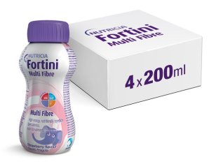 Nutricia Fortini Multi Fibre Supplemento Ipercalorico Sviluppo e Crescita dei Bambini Gusto Fragola 200 ml